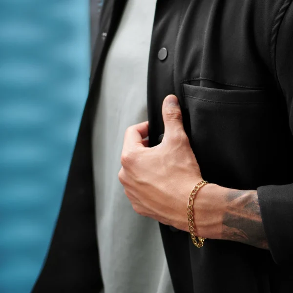 Lucleon Bracelet En Métal Doré Cosmo Amager à Maille Figaro 5