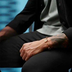 Lucleon Bracelet Amager Clarke Doré à Maille Torsadée Et Maille Gourmette Avec Pendentif Smiley 14