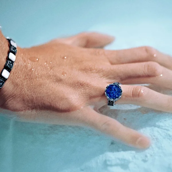 Waykins Atlantis | Chevalière En Acier Inoxydable Et Lapis-lazuli 3