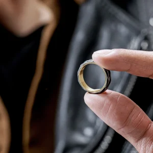 Lucleon Bague En Acier Doré & Noir Vintage Pearce Crux 10