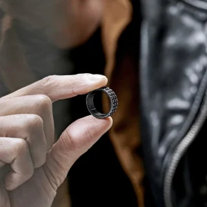 Lucleon Bague En Acier Noir Vintage Pearce Pyramis 10
