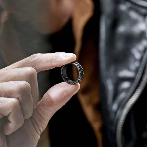 Lucleon Bague En Acier Noir Vintage Pearce Pyramis 3