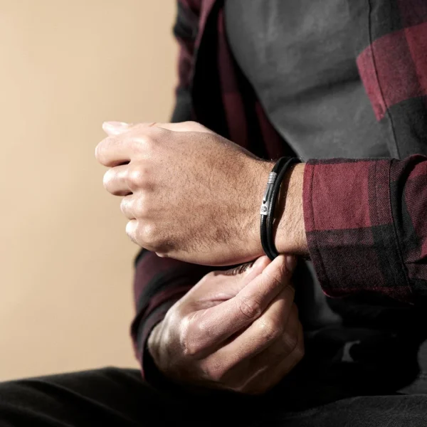 Lucleon Bracelet Collins Liquorice En Cuir Noir 3