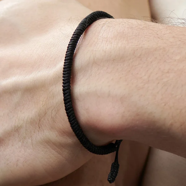 Waykins Bracelet Noir Whit à Noeud De Chance 7