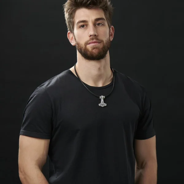 Fort Tempus Collier En Cuir Noir Et Pendentif Viking Double Face 5