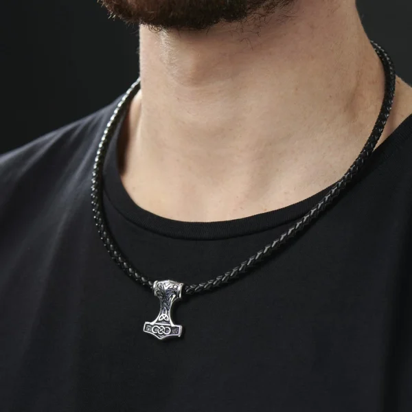 Fort Tempus Collier En Cuir Noir Et Pendentif Celtique Double Face 4