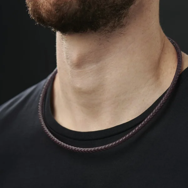 Collin Rowe Collier En Cuir Marron Tressé 5mm 5