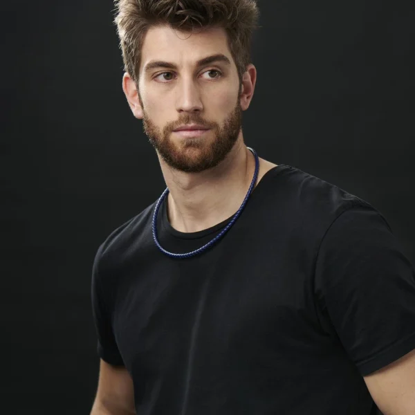 Collin Rowe Collier En Cuir Bleu électrique Tressé 5mm 5