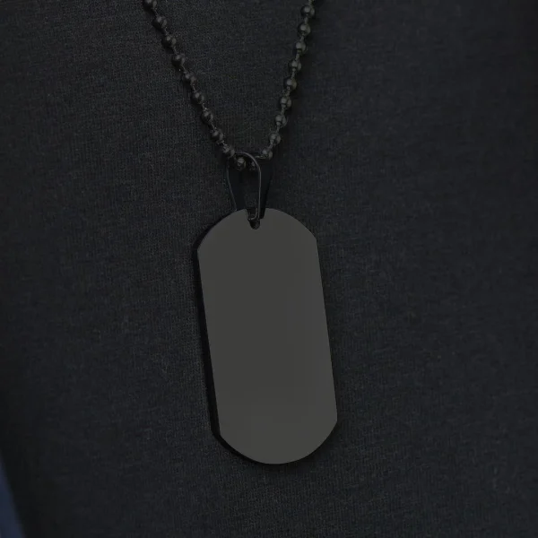 Lucleon Collier à Plaque D’identité Noire 6
