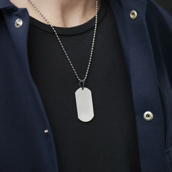 Lucleon Collier Avec Plaque D’identité Argentée 4