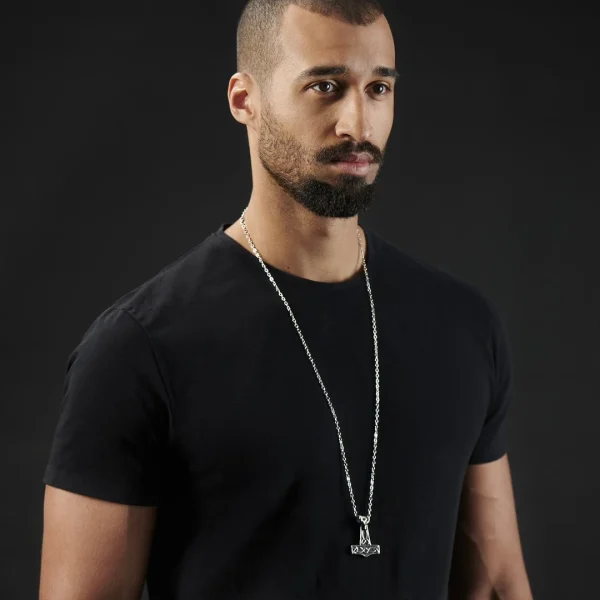 Fort Tempus Collier En Acier Avec Marteau De Thor Argenté 5