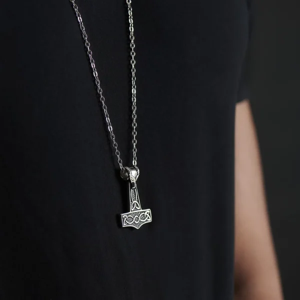 Fort Tempus Collier En Acier Avec Marteau De Thor Argenté 4