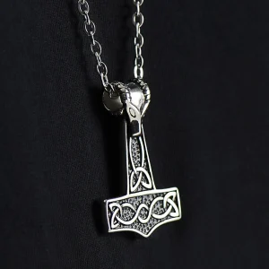 Fort Tempus Collier En Acier Avec Marteau De Thor Argenté 15