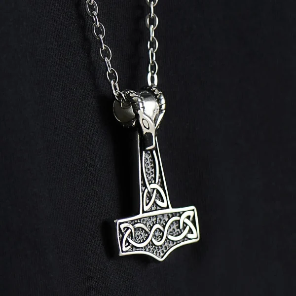 Fort Tempus Collier En Acier Avec Marteau De Thor Argenté 6