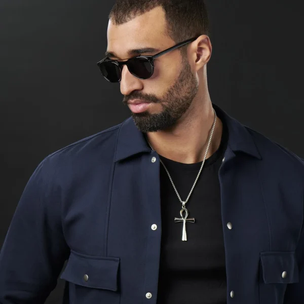 Fort Tempus Collier à Pendentif Ankh En Acier Argenté 5
