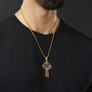 Fort Tempus Collier à Croix Celtique Dorée 12