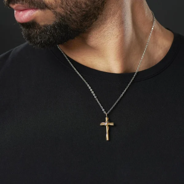 Fort Tempus Collier à Pendentif En Croix Dorée Avec Halo 4