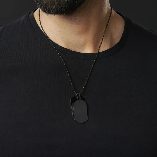 Lucleon Collier à Deux Plaques D’identité Noires 5