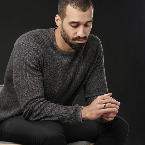 Lucleon Bague En Acier Et En Céramique Noir Et Argent 5