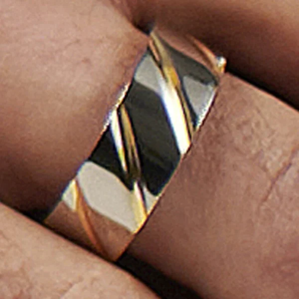 Fort Tempus Anneau Unique En Titane Argenté / Doré 6