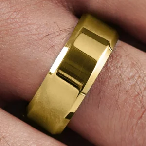 Fort Tempus Anneau En Acier Doré Angulaire 15