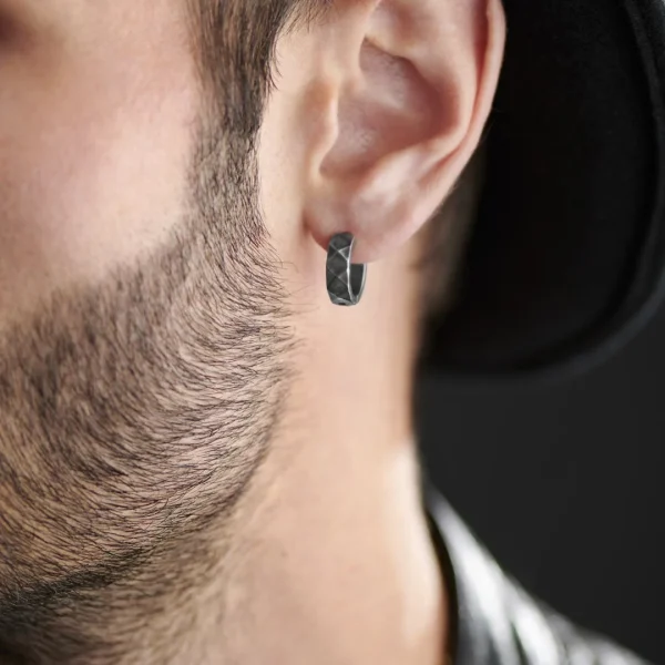 Moody Mason Boucle D’oreille En Acier Gris Foncé Jax 4