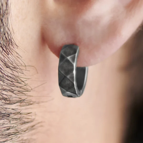 Moody Mason Boucle D’oreille En Acier Gris Foncé Jax 7