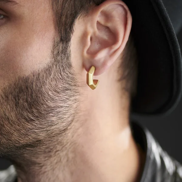 Moody Mason Boucle D’oreille Jax Crochet En Acier Doré 4
