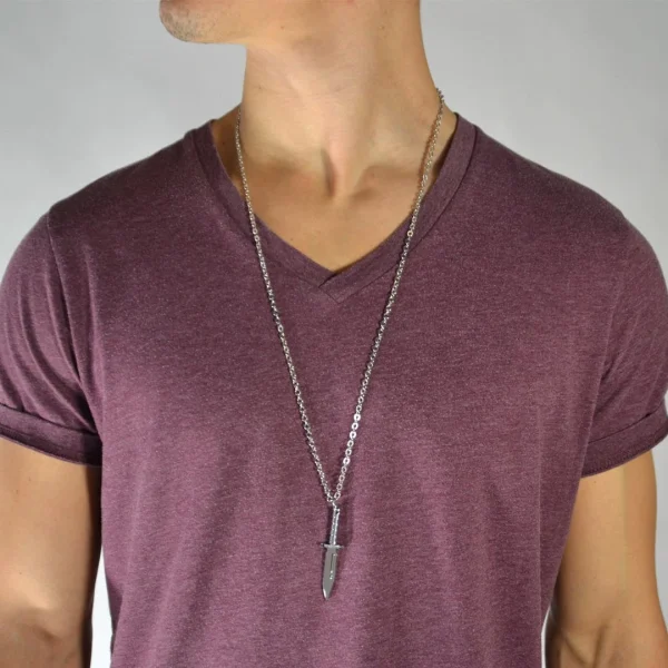 Fort Tempus Pendentif En Acier Inoxydable Couteau Argenté 4