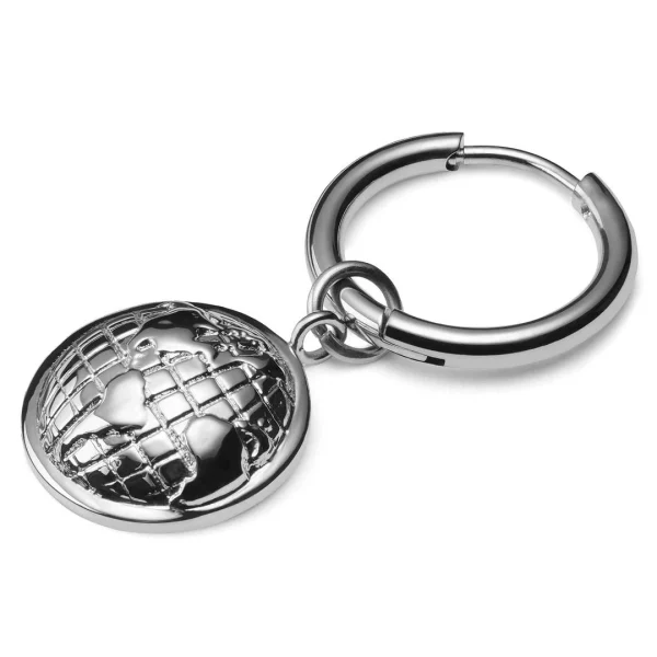 Lucleon Boucle D’oreille En Acier Argenté Avec Pendentif Globe Terrestre 1