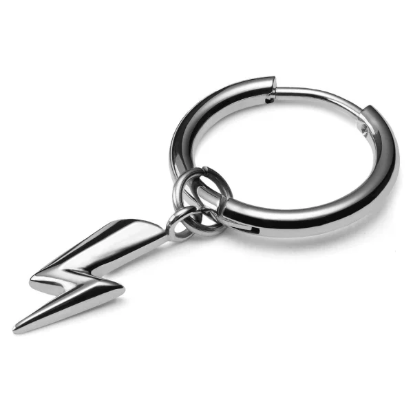 Lucleon Boucle D’oreille En Acier Argenté Avec Pendentif éclair 1