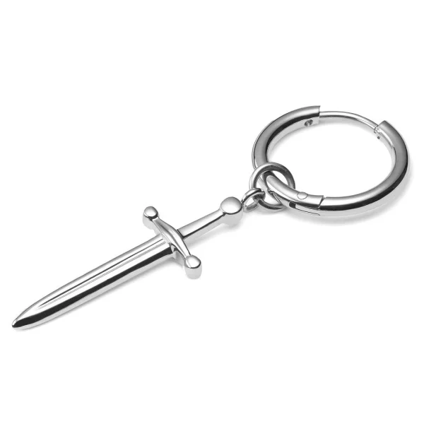 Lucleon Boucle D’oreille En Acier Argenté Avec Pendentif épée 1
