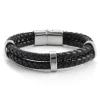 Fort Tempus Bracelet En Cuir Noir Tressé Double 22