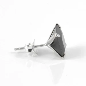 Lucleon Boucle D’oreille Carrée – Pierre De Zircone Noire De 8mm 10