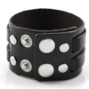 Collin Rowe Bracelet En Cuir Noir élégant à 2 Bandes 8