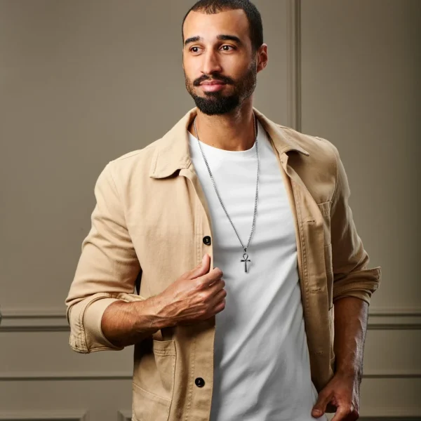 Lucleon Collier Argenté Avec Pendentif Ankh 4