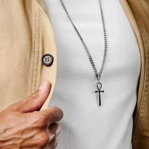 Lucleon Collier Argenté Avec Pendentif Ankh 10