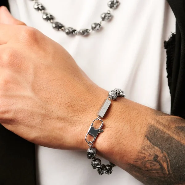 Arkai Bracelet Tête De Mort En Acier Ruben Rico 4