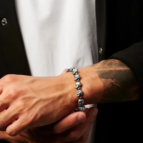 Arkai Bracelet Tête De Mort En Acier Ruben Rico 5