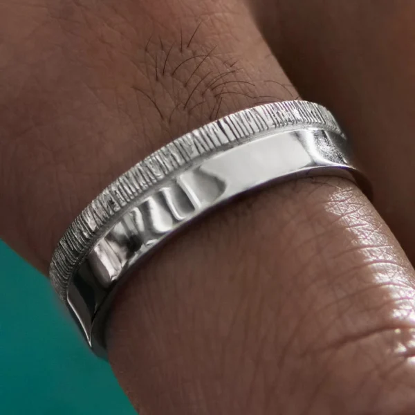 Sidegren Anneau Adrian En Argent Sterling 925 Poli Et Texturé 6