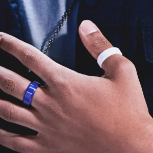 Lucleon Ferrum | Anneau Blanc En Céramique Brossée à Bords Biseautés Polis – 8 Mm 10