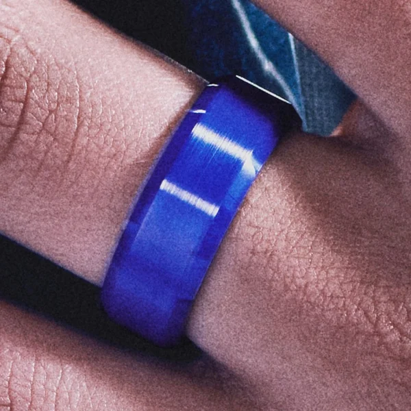 Lucleon Ferrum | Anneau Bleu En Céramique Brossée à Bords Biseautés Polis – 8 Mm 7