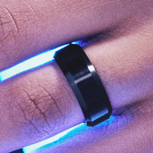 Lucleon Ferrum | Anneau à Bords Biseautés En Acier Inoxydable Noir Brossé – 8 Mm 7