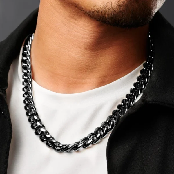 Lucleon Collier à Maillons En Acier Noir 14 Mm 6