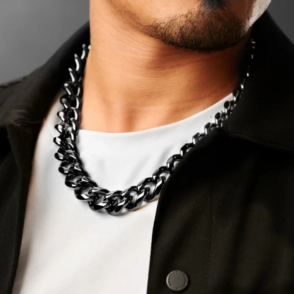 Lucleon Collier à Maillons En Acier Noir 18 Mm 4