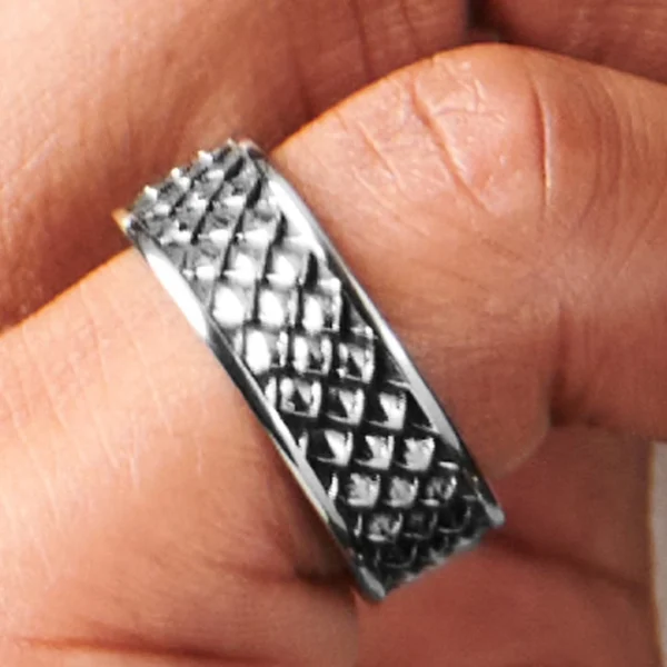 Moody Mason Bague Noire Et Acier à écailles De Dragon 6