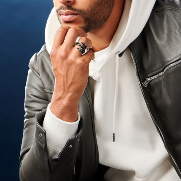 Moody Mason Bague « La Griffe De Dragon » Noire & Acier 4