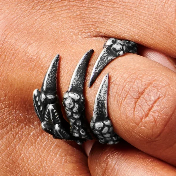 Moody Mason Bague « La Griffe De Dragon » Noire & Acier 7