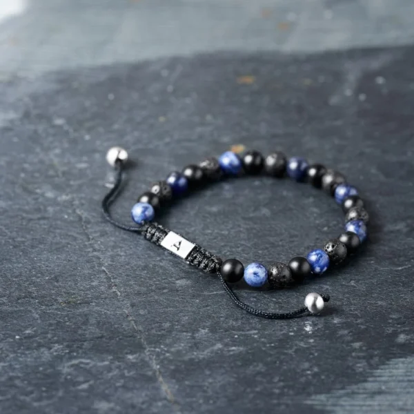 Arkai Bracelet Sanatio En Pierre De Lave, Sodalite Et Onyx De 6 Mm 3
