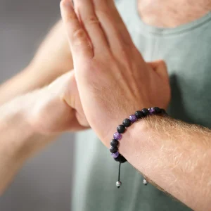 Arkai Bracelet Sanatio En Pierre De Lave & Améthyste De 8 Mm 10